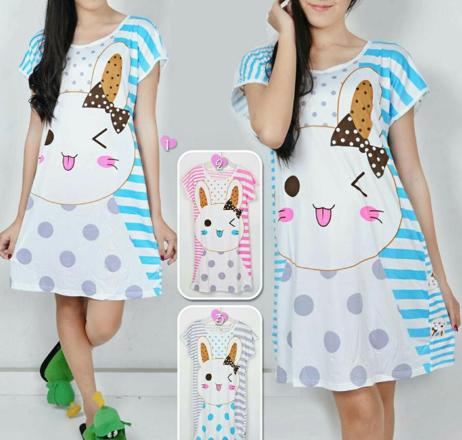 Baju tidur wanita daster happy bunny