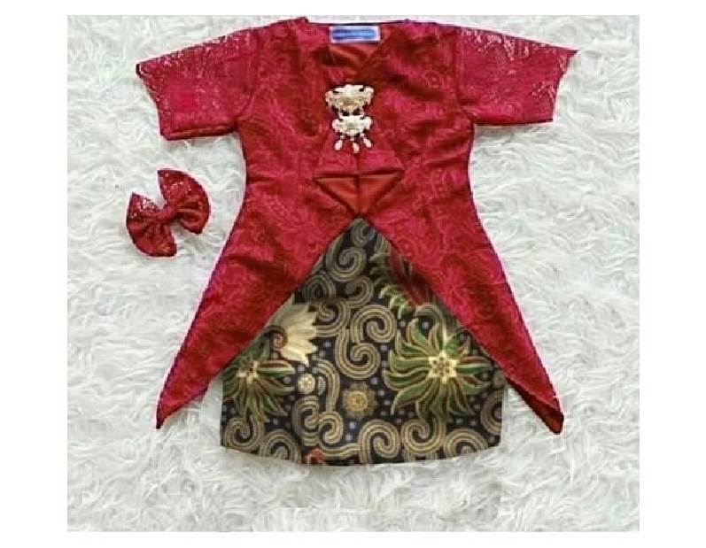 Baju Kebaya Anak Bahan Brokat Lucu Warna Merah