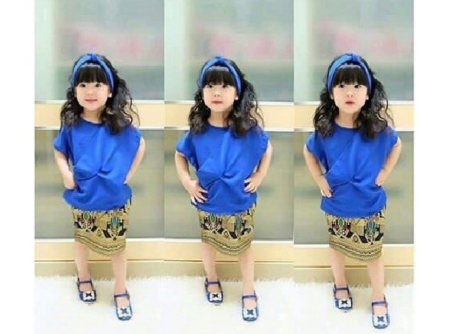 Baju Kebaya Anak Modern Rok Songket Warna Birel