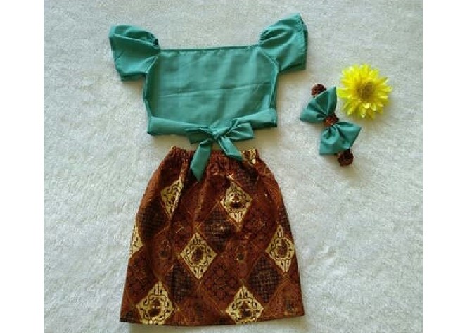 Baju Kebaya Anak Modern Warna Hijau Tosca