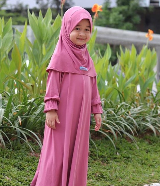 Baju Gamis Anak Bahan Katun Jepang Simple Pink Tua