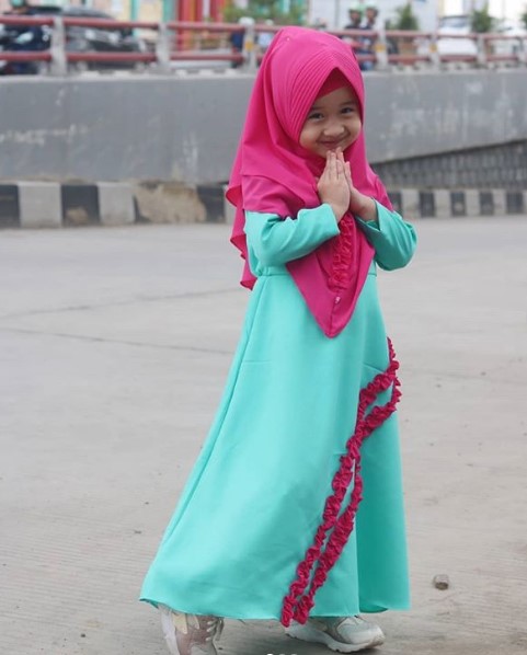 Baju Gamis Anak Bahan Katun Jepang Simple Renda Rempel Soft Tosca Pink