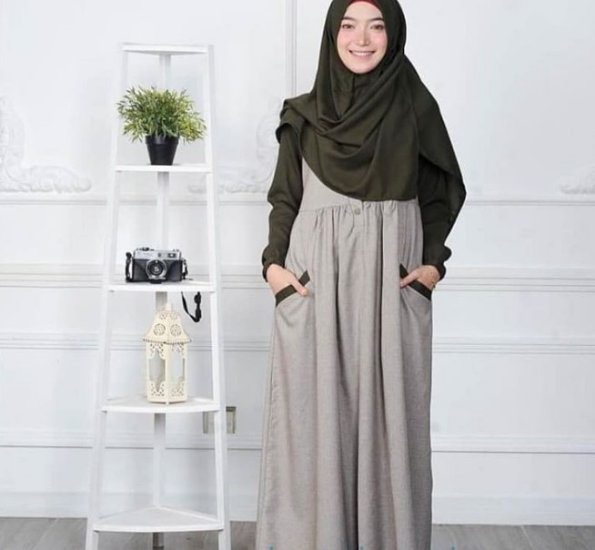 Baju Gamis Anak Muda Jaman Sekarang Kantong Abu Army