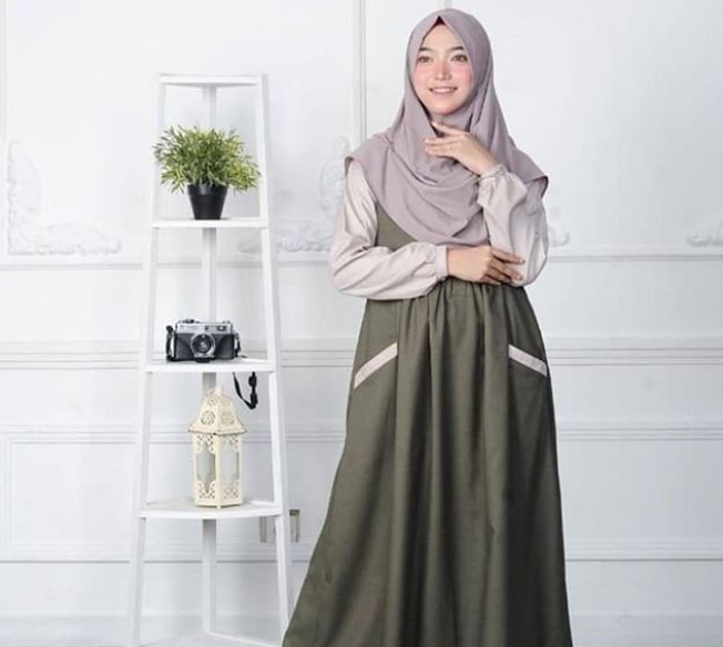 Baju Gamis Anak Muda Jaman Sekarang Kantong Army Abu