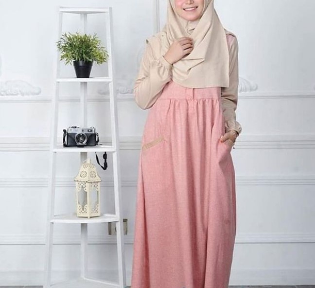 Baju Gamis Anak Muda Jaman Sekarang Kantong Peach