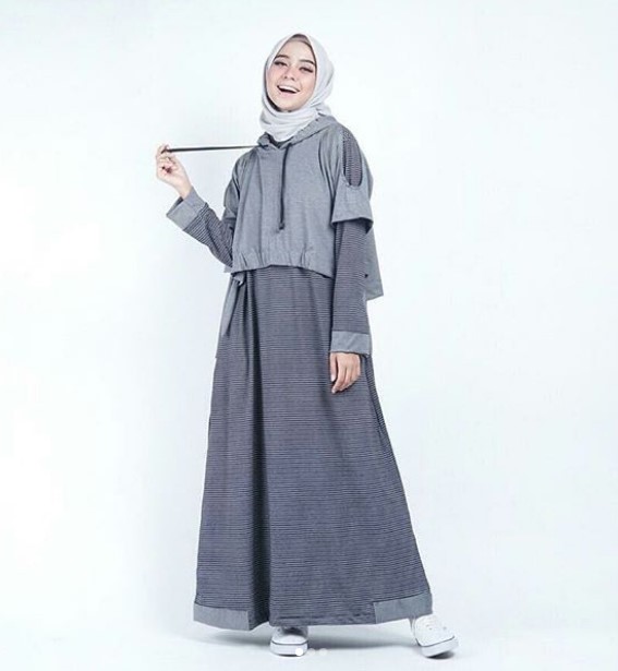 Baju Gamis Anak Muda Jaman Sekarang Outer Abu Tua