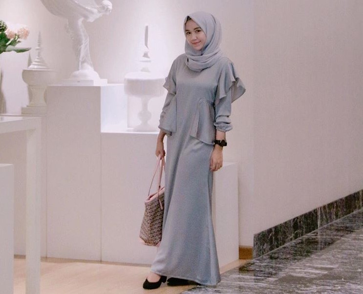 Baju Gamis Anak Muda Jaman Sekarang Soft Abu