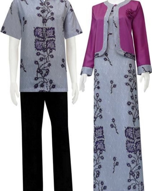 Baju Gamis Batik Kombinasi Polos Modern Blazer Bahan Katun Pink