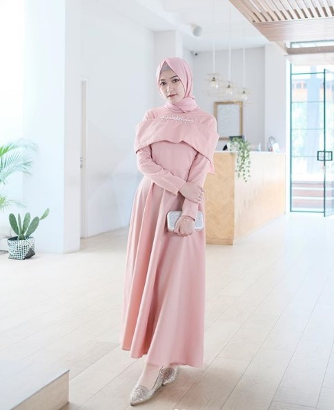 Baju Gamis Modern untuk Anak Muda Trend Sekarang Sabrina Soft Pink