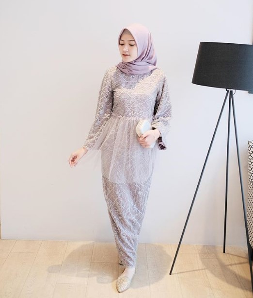 Baju Gamis Modern untuk Anak Muda Trend Sekarang Tile Mewah Soft Grey