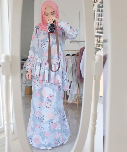 Baju Gamis Tanah Abang Blok A Modern Motif Maxmara Aqua Blue