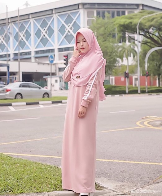 Baju Gamis Tanah Abang Syar'i Blok A Simple Casua Soft Pink