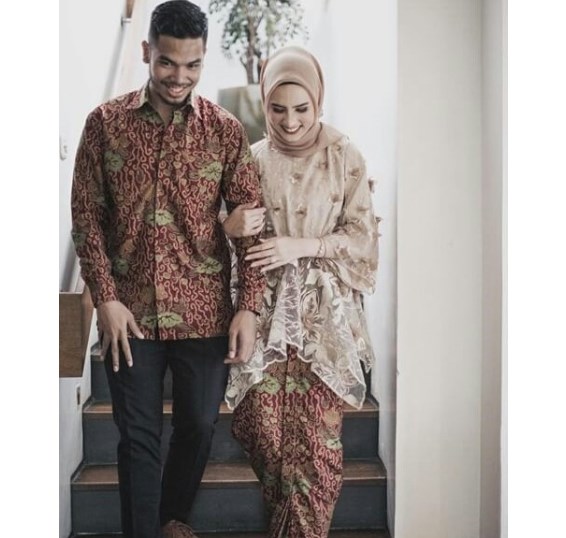 Baju Kebaya Couple Terbaru Bahan Brokat Ruby Nude