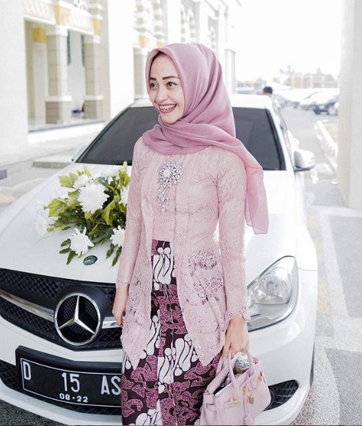 Baju Kebaya Kutubaru Brokat Panjang Dusty Pink