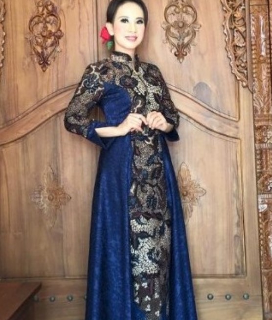 Gamis Gaun Pesta Brokat Kombinasi Batik Modern Birel