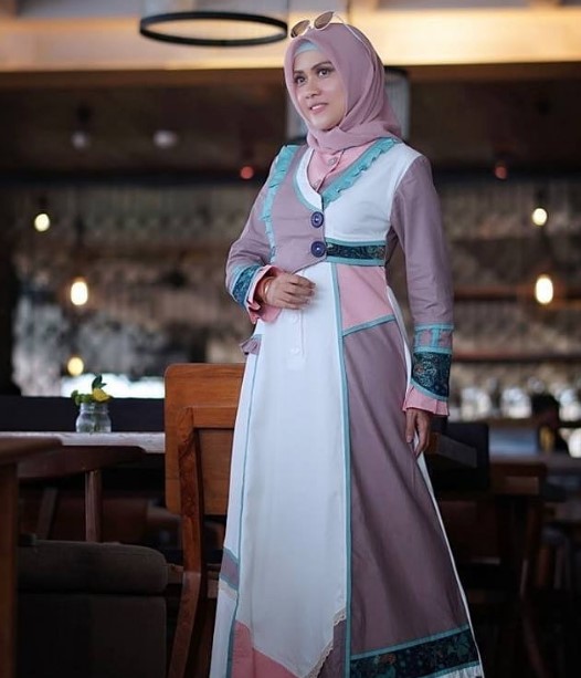Gamis Katun Polos Terbaru dan Kekinian Colourfull Dustu Lavender