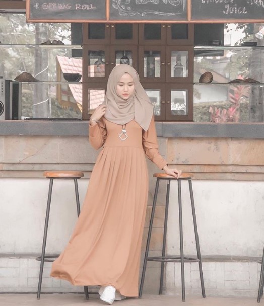 Gamis Katun Polos Terbaru dan Kekinian Mustard