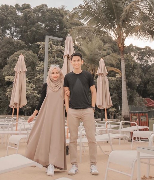 Gamis Katun Polos Terbaru dan Kekinian Overall Maxi Dress Cream Hitam