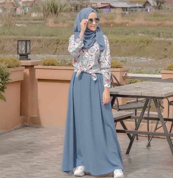 Gamis Katun Polos Terbaru dan Kekinian Soft Blue