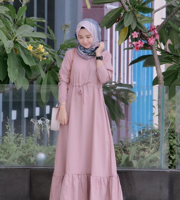 Gamis Modern untuk Anak Muda Terbaru Pink Dusty
