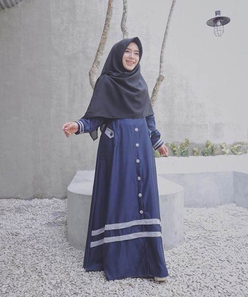 Grosir Gamis Tanah Abang Central Jakarta City Katun Jepang Kancing Depan Navy