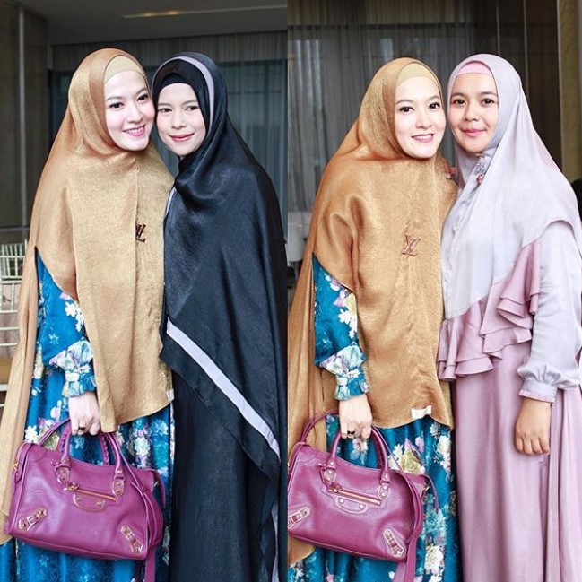 Inspirasi Baju Gamis Syar’i Lyra Virna Simple Hitam dan Soft Lavender