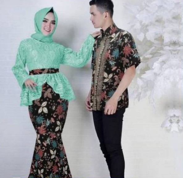 Model Baju Batik Wanita Kombinasi Gamis Terbaru Soft Tosca
