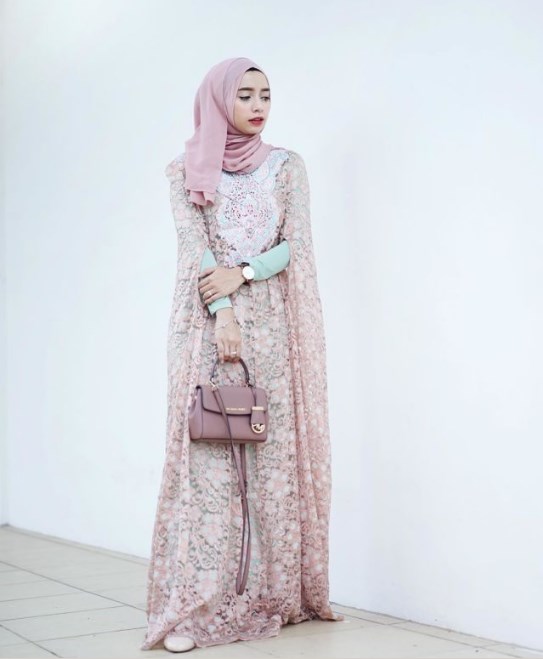 Model Baju Dress Kebaya Brokat Muslim Full Soft Nude