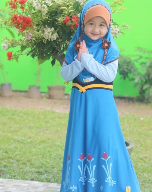 Model Baju Gamis Anak Katun Jepang Terbaru Modern Soft Blue