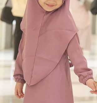 Model Baju Gamis Anak Katun Jepang Terbaru Rok Rempel Dusty Purple