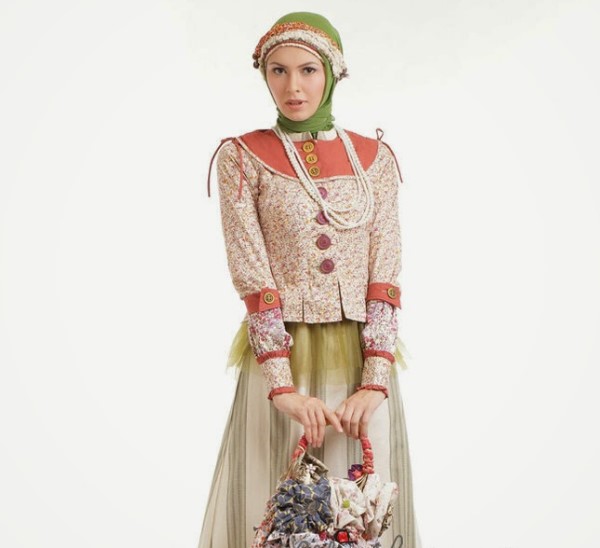Model Baju Gamis Batik Kombinasi Blazer Panjang Broken White Orange