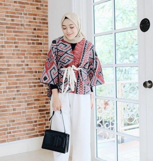 Model Baju Gamis Blazer Batik Modern Orange
