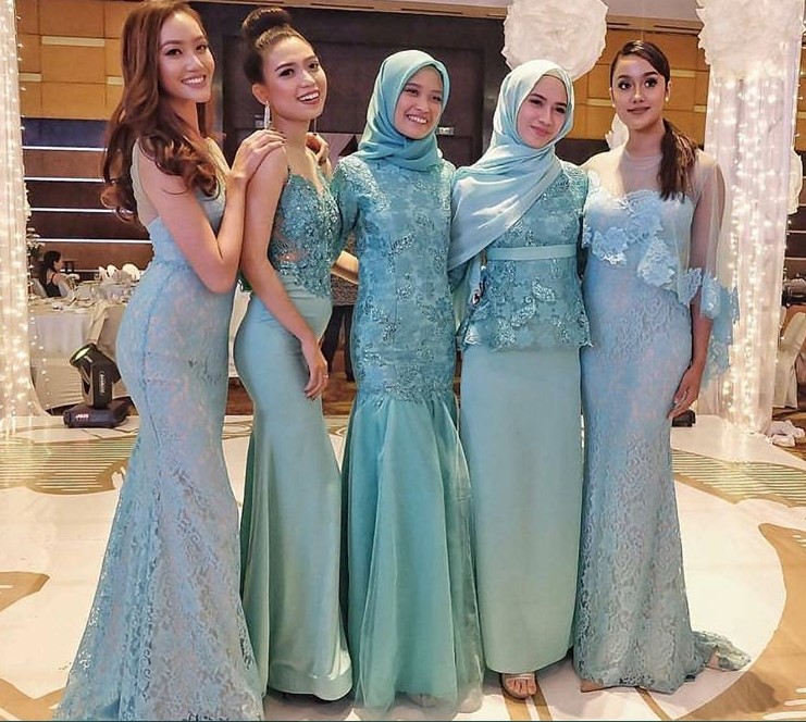 Model Baju Gamis Brokat Terbaru Sabrina Duyung Soft Blue
