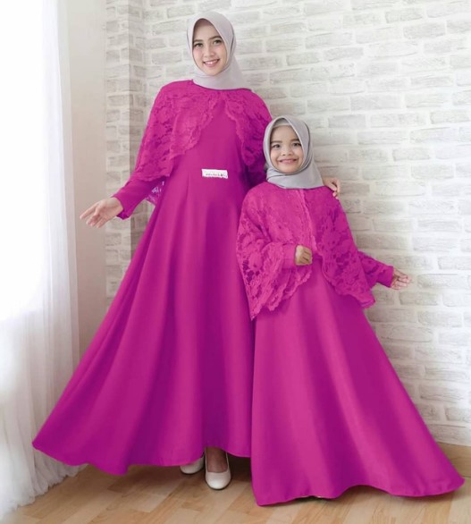 Model Baju Gamis Couple Ibu Anak Modern Brokat Cape Fanta