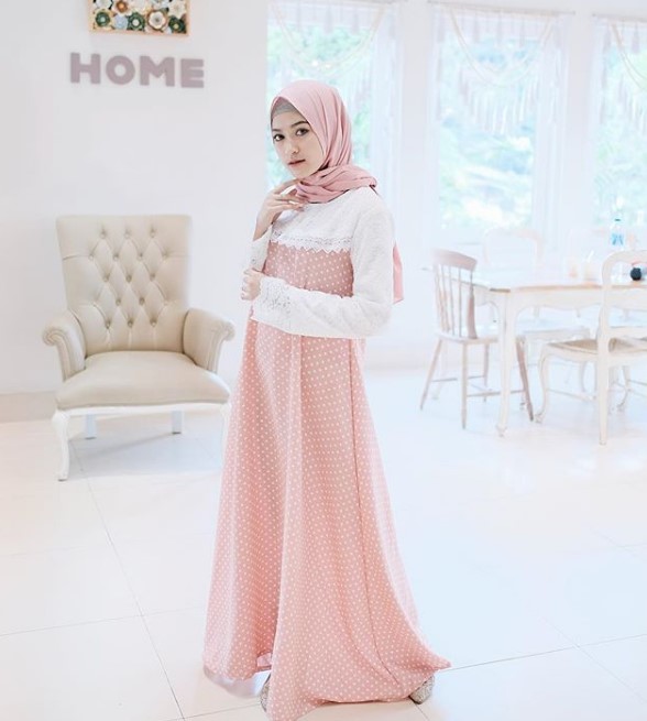 Model Baju Gamis Modern Anak Muda Masa Kini Bubble Pink