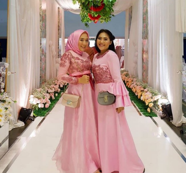 Model Baju Gamis Pesta Brokat Mewah Baby Pink Soft