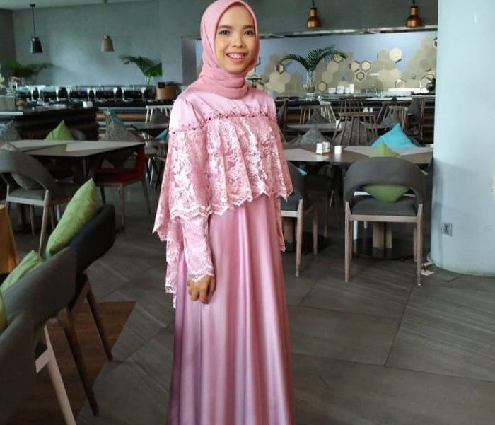 Model Baju Gamis Pesta Brokat Mewah Baby Pink