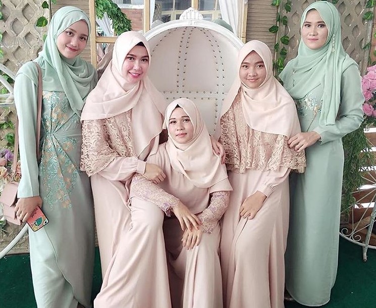 Model Baju Gamis Pesta Brokat Mewah Soft Tosca Pink