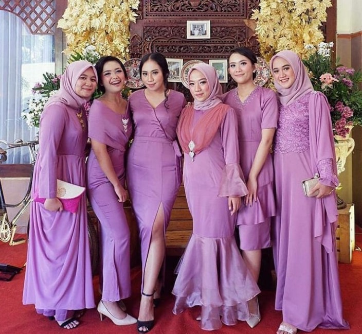 Model Baju Gamis Pesta Brokat Mewah Ungu Lavender
