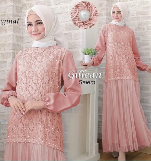 Model Baju Gamis Pesta Brokat Salem