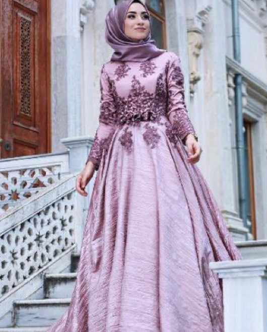 Model Baju Gamis Pesta Mewah Payet Lavender