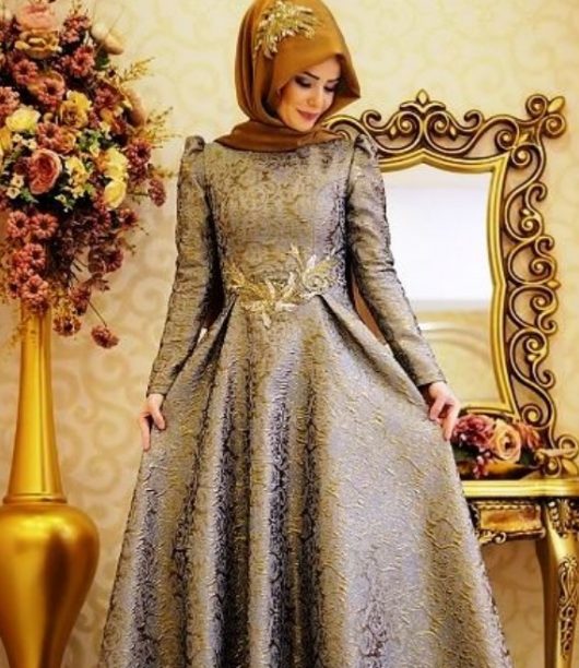 Model Baju Gamis Pesta Mewah Silver