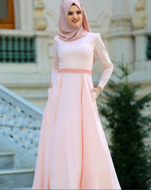 Model Baju Gamis Pesta Sederhana Baby Peach