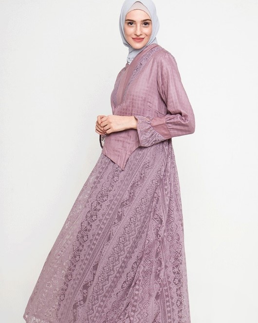 Model Baju Gamis Pesta Terbaru Modern Lavender