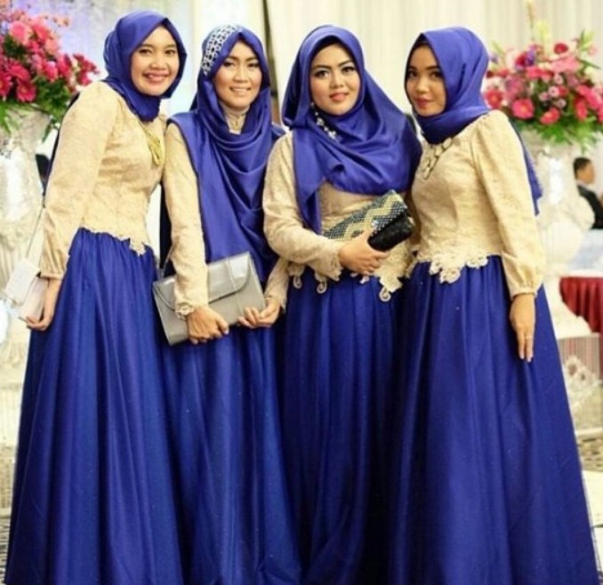 Model Baju Gamis Pesta untuk Orang Gemuk Brokat Cream