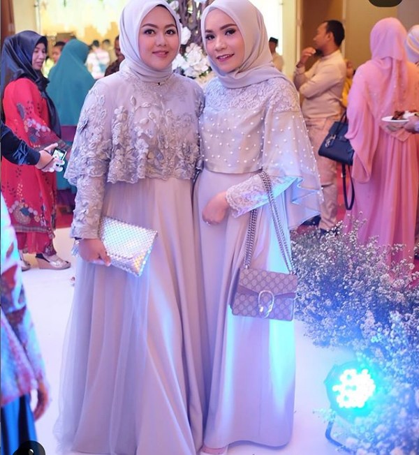 Model Baju Gamis Pesta untuk Orang Gemuk Cape Lavender