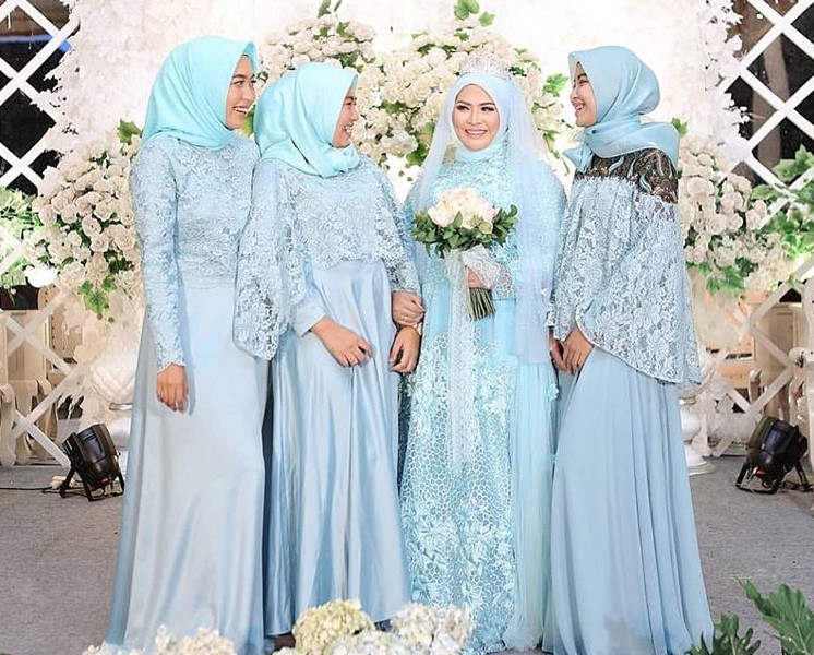 Model Baju Gamis Pesta untuk Orang Gemuk Soft Blue