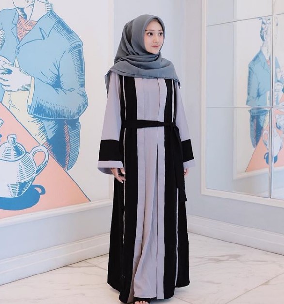 Model Baju Gamis Trend Anak Muda Sekarang Soft Grey Hitam
