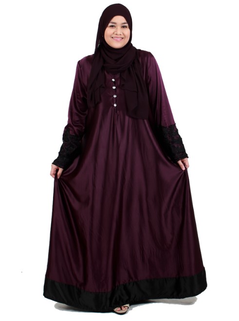 Model Baju Gamis Untuk Orang Gemuk Pendek Satin Kancing Depan MaroonModel Baju Gamis Untuk Orang Gemuk Pendek Satin Kancing Depan Maroon