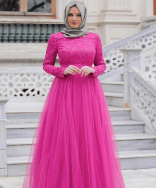Model Baju Gamis Untuk Orang Gemuk Terbaru Pink Tua